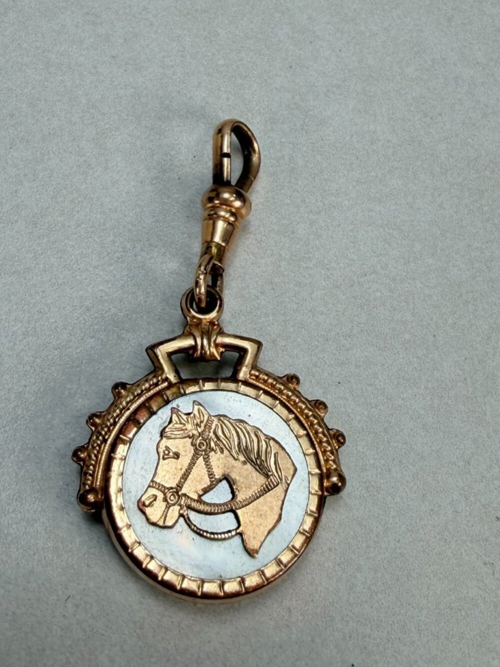 Antique Edwardian Gold Filled Horse & Carnelian Swivel Watch Fob Charm Pendant - Picture 9 of 9
